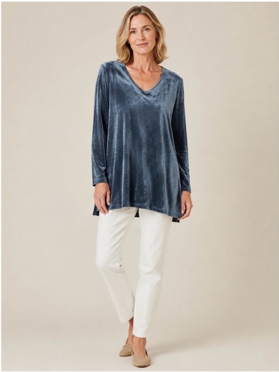 J. Jill Tops - J. Jill Velvet V-Neck Long Sleeve Tunic - Slate Blue…200B